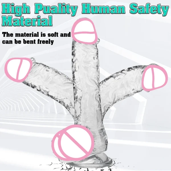 Soft Jelly Dildo Different Sizes Transparent Realistic Fake Dick Penis with Suction Cup G Spot Vagina Massage Sex Toy for Women - Image 4