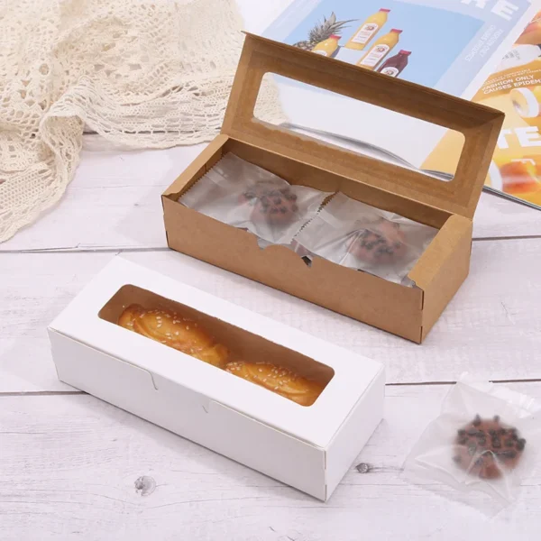 Get 10/20/50pcs Rectangle Transparent Window Packaging Box Candy Dessert Baking Cake Box For Wedding Birthday Baptism Party Gift Box - Image 3