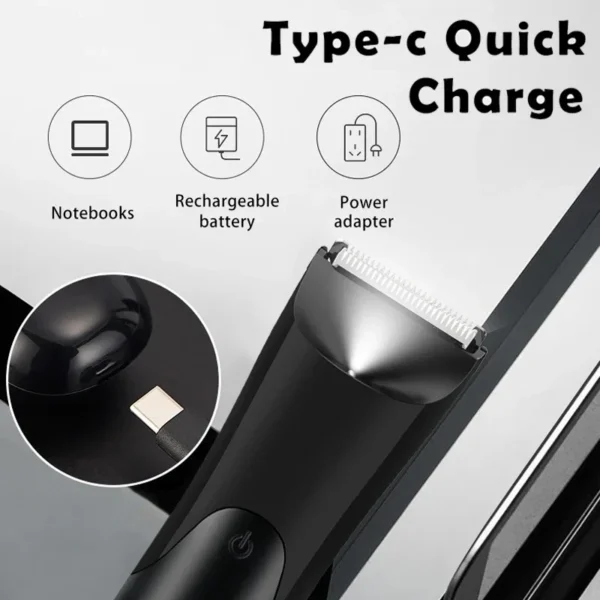 Men'S Groin Body Hair Trimmer, Electric Ball Trimmer, Includes 2 Guard Attachments, Ceramic Blade Head, Wet And Dry Shaver - Image 5