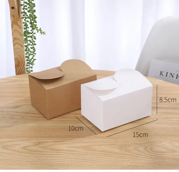 Get 10/20/50pcs White Cardboard Kraft Paper Box Candy Packaging Box Biscuits Pastries Baking Packaging Gift Box - Image 5