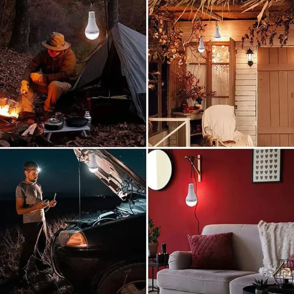 LED Solar Bulb Light Waterproof Outdoor 5V USB Charged Hanging Emergency Sunlight Powered Lamp Portable Powerful Indoor House - Image 5