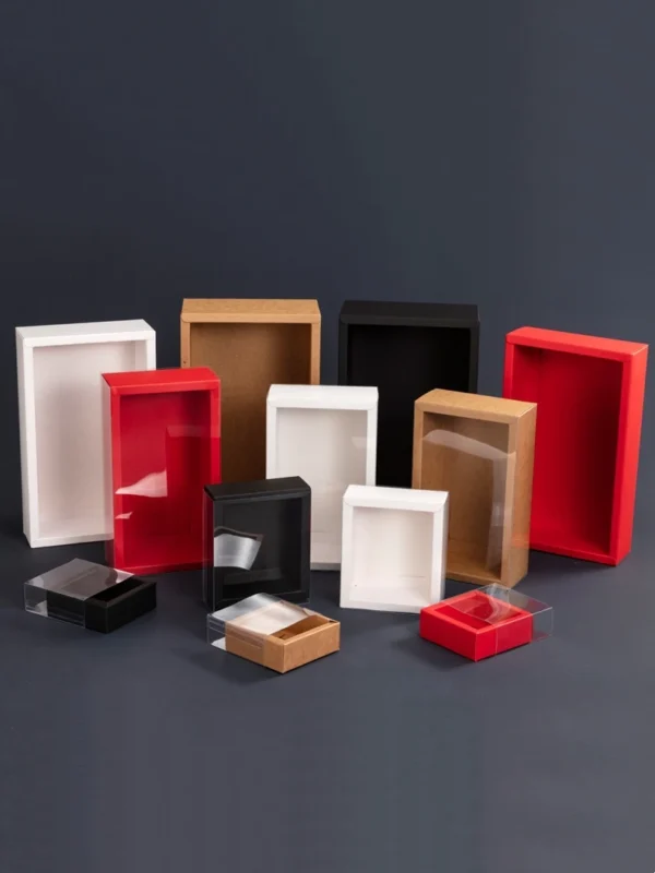 Get 10Pcs Kraft Gift Box With Clear PVC Window Cookie Cake Candy Party Wedding Packaging Cardboard Delicate Drawer Display Gift Box - Image 6