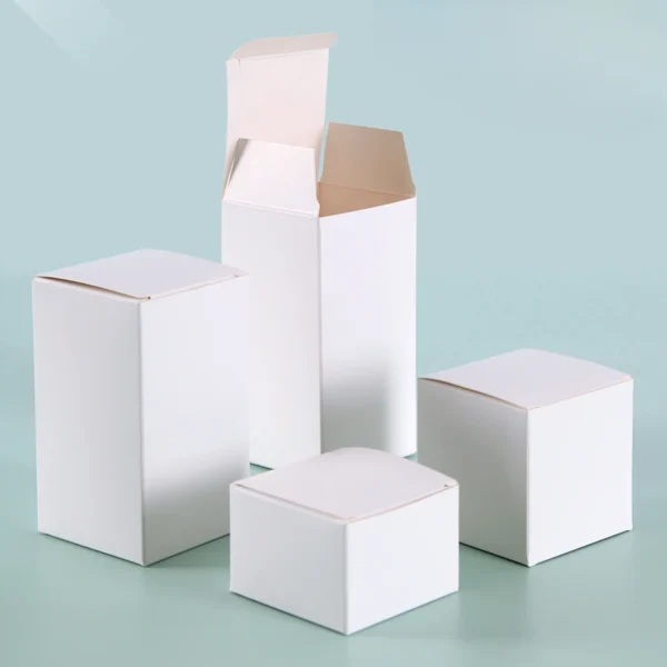 Get 50Pcs Small white Kraft Paper Box for Gift Product Cardboard Packaging Boxes for Business Birthday Chirstmas Wedding Party - Image 2