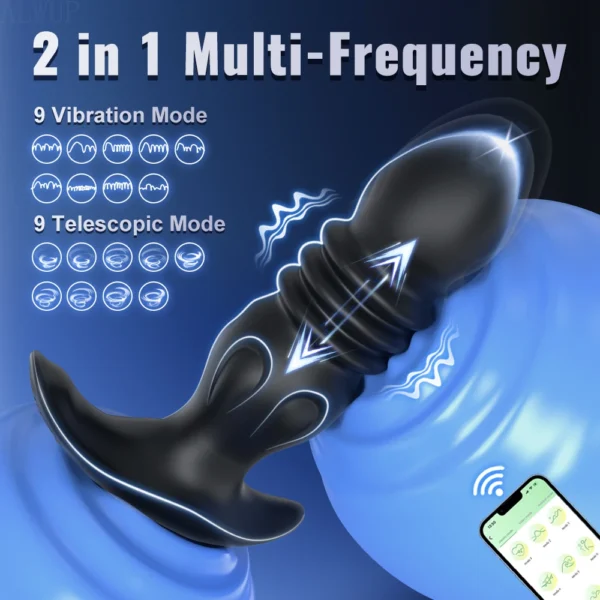 APP Wireless Thrusting Anal Vibrator for Men Prostate Massager Male Prostate Stimulato Vibrator Telescopic Sex Toy for Women - Image 5