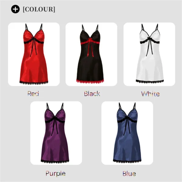 Women sexy pajamas large size lace suspender nightgown sleeveless pajamas V-neck pajamas multi-color optional nightgown - Image 2