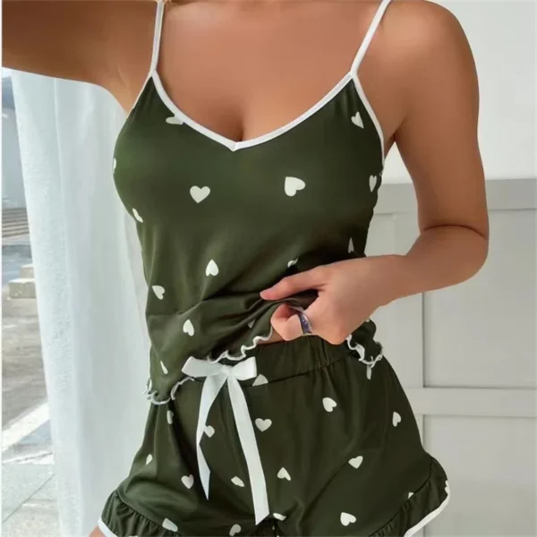 2024 Summer Pajama Set Large Size Vest Shorts Women's Suspenders Soft Casual Cute Printed Women pajamas set - Image 4