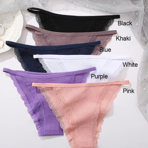 FINETOO 3Pcs/Set Sexy Lace Cotton Briefs Women Solid Comfortable Panties Female Soft Underwear Breathable Intimates Lingerie - Image 2