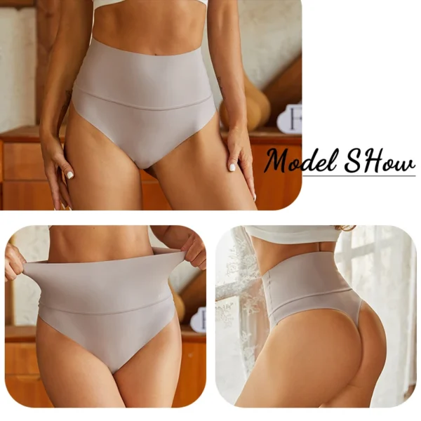 Sexy High Waist Shaping Thongs Women Solid Color Shaper G-string Underwear Female Soft Comfort Slimming Butt Lifter Lingerie - Image 3