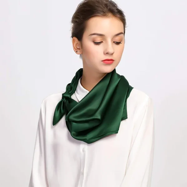 High Quality 90*90cm Square Silk Scarf Female Plain Shawls and Wrap Office Lady Hair Neck Foulard India Muslim Headscarf Pareo - Image 2