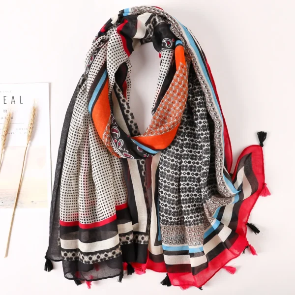 Luxury Brand 2021 Cotton Scarf Women Large Shawls Pashmina Muslim Hijab Foulard Design Print Lady Beach Stole Head Scarves Pareo - Image 2