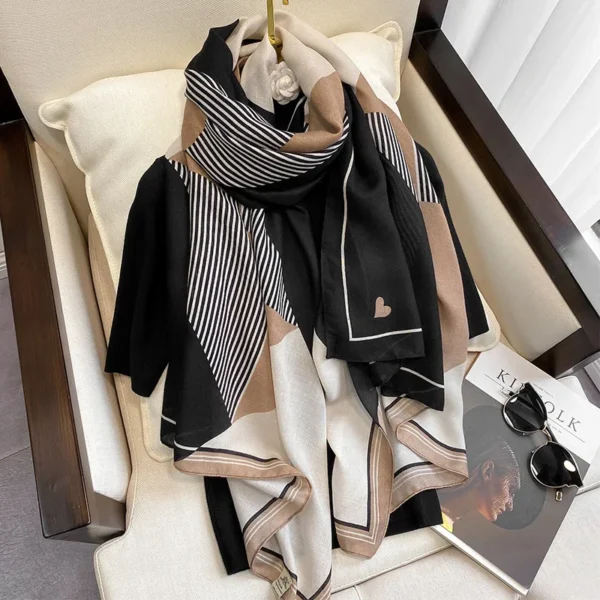 New Design Brand Winter Women Scarf Fashion Plaid Print Cotton Hijabs Scarves For Ladies Shawls and Wraps Pashmina Stoles Muslim - Image 3