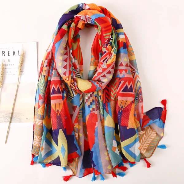 Luxury Brand 2021 Cotton Scarf Women Large Shawls Pashmina Muslim Hijab Foulard Design Print Lady Beach Stole Head Scarves Pareo - Image 7