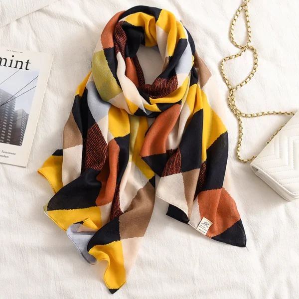 New Design Brand Winter Women Scarf Fashion Plaid Print Cotton Hijabs Scarves For Ladies Shawls and Wraps Pashmina Stoles Muslim - Image 7