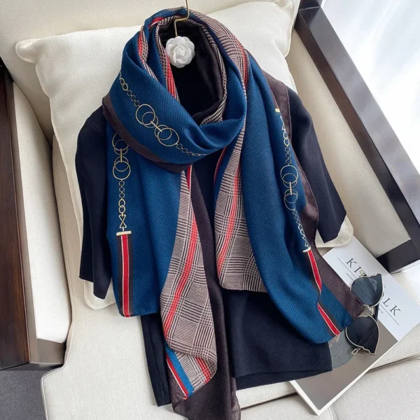 New Design Brand Winter Women Scarf Fashion Plaid Print Cotton Hijabs Scarves For Ladies Shawls and Wraps Pashmina Stoles Muslim - Image 4