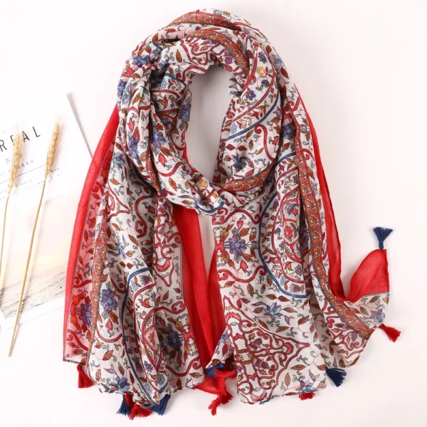 Luxury Brand 2021 Cotton Scarf Women Large Shawls Pashmina Muslim Hijab Foulard Design Print Lady Beach Stole Head Scarves Pareo - Image 6