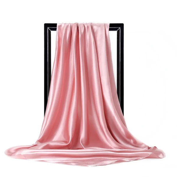 High Quality 90*90cm Square Silk Scarf Female Plain Shawls and Wrap Office Lady Hair Neck Foulard India Muslim Headscarf Pareo - Image 4