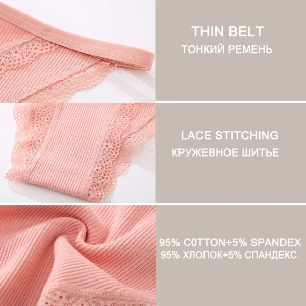 FINETOO 3Pcs/Set Sexy Lace Cotton Briefs Women Solid Comfortable Panties Female Soft Underwear Breathable Intimates Lingerie - Image 5