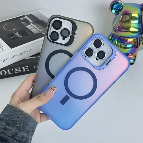 Multi-Functional Magnetic Phone Case with Color Changing and Frosted Effect for iPhone 16 15 14 13 12 11 Pro Max Magsafe Cover - Image 2