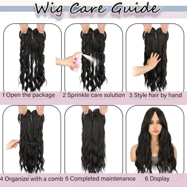 Synthetic Long Wave Hair Topper for Women 22Inch Long Curly Hairpiece With Side Bangs 360° 3D Toppers For Thinning Hair - Image 4