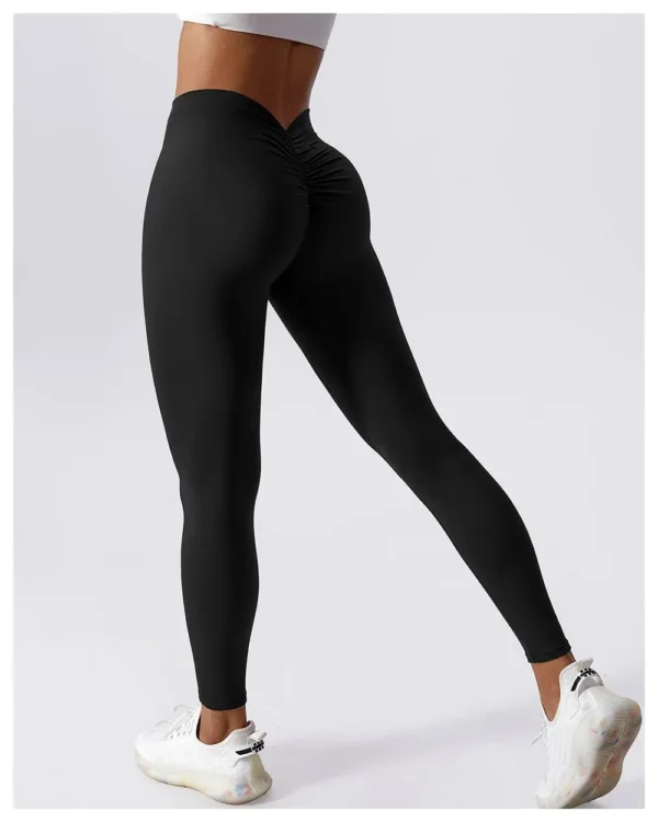 Yoga Pants Back V-Waist Fitness Hip Lift Honey Peach Hip Sports Tights No Awkwardness Thread Warp Hip Long Pants - Image 4