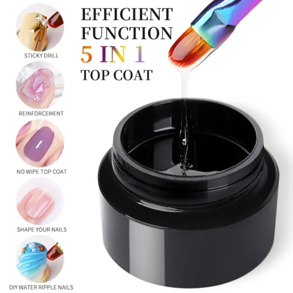 BORN PRETTY 5 IN 1 Clear Water Ripple Gel Polish 3D Shaping Sculpting Carving No-wipe Top Coat Reinforcement Adhesive Gel Glue - Image 2