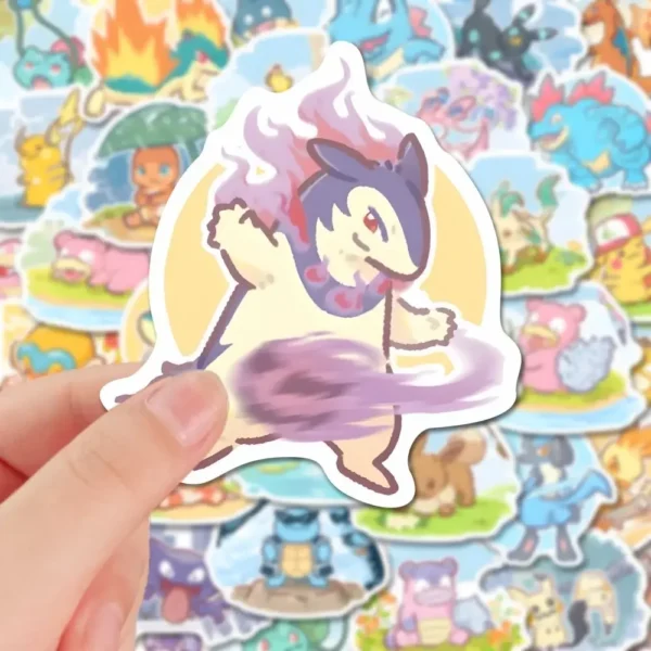 63pcs Pokemon Anime Stickers Pikachu Laptop Skateboard Suitcase Kawaii Sticker Guitar Phone Cartoon Kid Gift Toys - Image 4