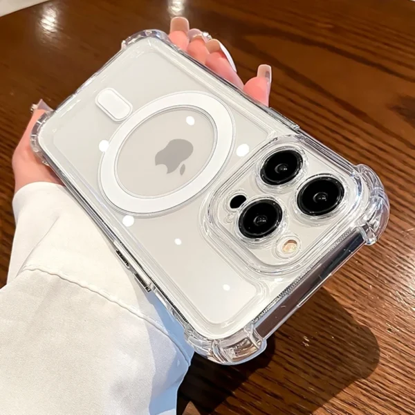Luxury Wireless Charge Magsafe Transparent Case For iPhone 15 16 14 13 17 12 Pro Max Plus Magnetic Shockproof Soft Bumper Cover - Image 2