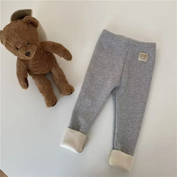 Children Warm Plush Solid Color Pants Fashion Cute Animal Cartoons Stretchy and Comfy Autumn and Winter Seasons Kids Pants 1-8Y - Image 6