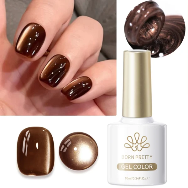 BORN PRETTY 10ml Dark Brown Red Glass Bead Cat Magnetic Gel Nail Polish Semi Permanent Soak Off UV LED Varnish Nail Art Salon - Image 1