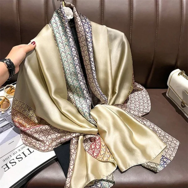 2024 Silk Scarves Women Luxury Brand Hijab Scarf Floral Foulard Femme Shawls Wraps Silk Bandana Head Scarf Hijab Beach Poncho - Image 1