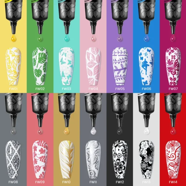 BORN PRETTY 1 Bottle 8ml Stamping Gel Polish Black White Gold Silver Nail Stamping Gel Printing Polish Soak Off Gel Varnish - Image 6