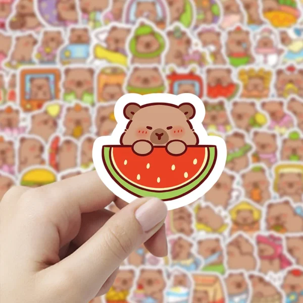 100Pcs Cartoon Cute Capybara Stickers PVC Aesthetic Kapibala Graffiti Decals Scrapbooking DIY Phone Laptop Notebook Stationery - Image 3