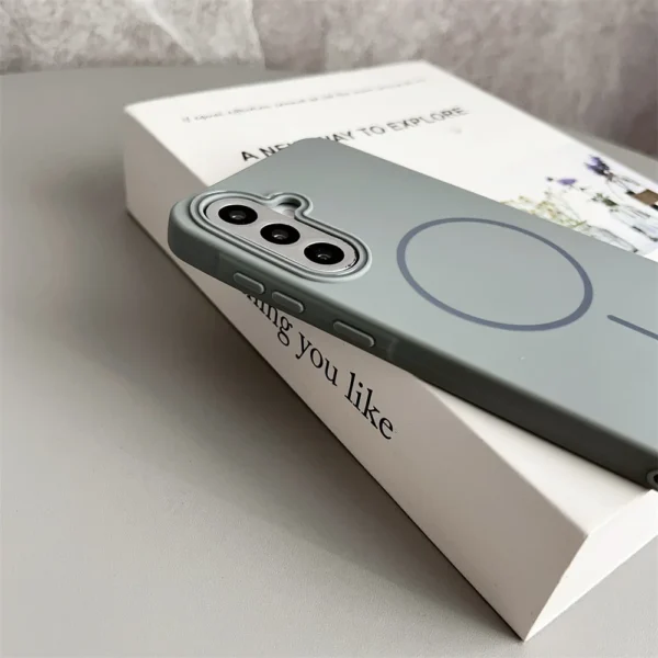 Ultrathin Simple Magsafe Case for Samsung Galaxy S25 S24 Ultra S23 S22 A56 Matte Hit Color Lens Wireless Charging Soft TPU Cover - Image 4