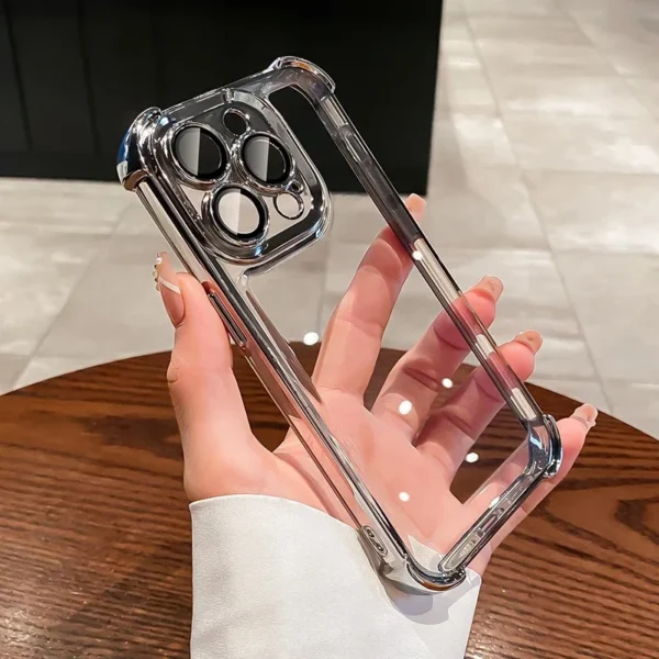 Luxury Electroplate Shockproof Transparent Phone Case For iPhone 15 14 13 12 11 16 17 Pro Max Plus Air Bumper Back Cases Cover - Image 6