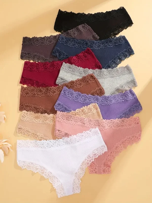 15Pcs Women Cotton Panties Sexy Lace Intimate Brazilian Underwear Solid Color Female Trendy Lace Briefs Female Soft Underpants - Image 5