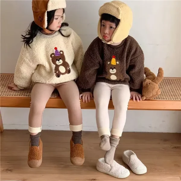 New Arrival Unisex Kids' Plush Warmth Bottoms with Cartoon Patterns Ideal for Autumn and Winter Outdoor Activities Kids Pants - Image 2