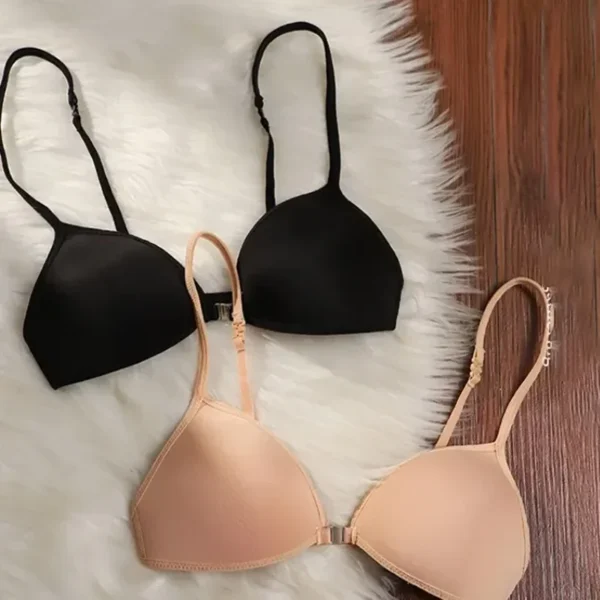 New Women's Sexy French Triangle Bra Front Button Push-Up No Underwire Beauty Back Exquisite Lingerie Thin Bikini Seamless Bra - Image 2
