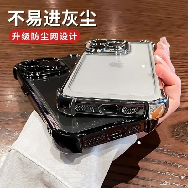 Luxury Electroplate Shockproof Transparent Phone Case For iPhone 15 14 13 12 11 16 17 Pro Max Plus Air Bumper Back Cases Cover - Image 3