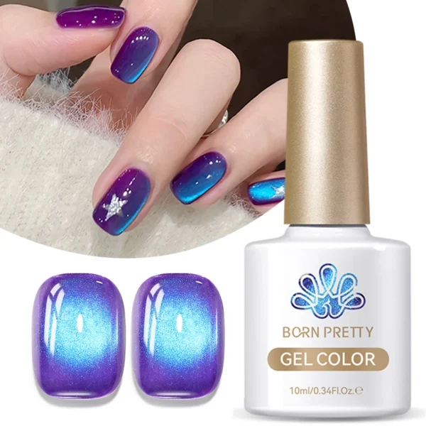 BORN PRETTY 10ml Pitaya Red Glitter Cat Magnetic Gel Nail Polish Glass Beaded Sparkling Ultra Shine Semi Permanent UV Varnish - Image 4