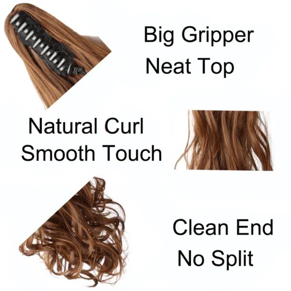 20Inch Synthetic Long Curly Ponytail Heat-resistant Claw Clip in Hair Extension Black Brown Hairpiece for Women - Image 4