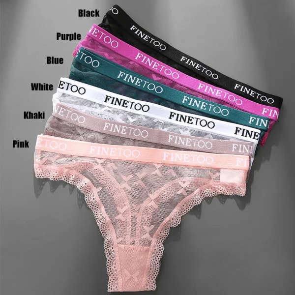 3PCS/Set Women Sexy Lace Thongs Low Waist G-String Panties Solid Transparent Hollow Out Underwear Female Breathable Lingerie - Image 4