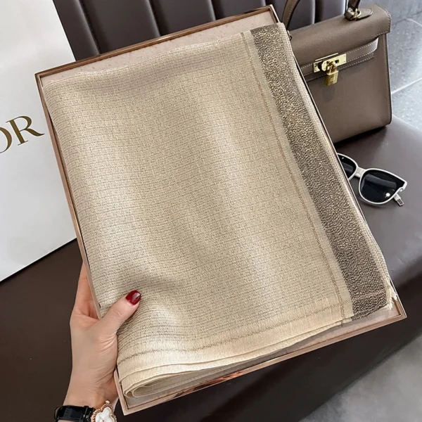 2023 New Women Scarf Winter Warm Solid Silk Wool Shawls Lady Wraps Bufanda Floral Pashmina Luxury Embroidery Warn Scarves - Image 3