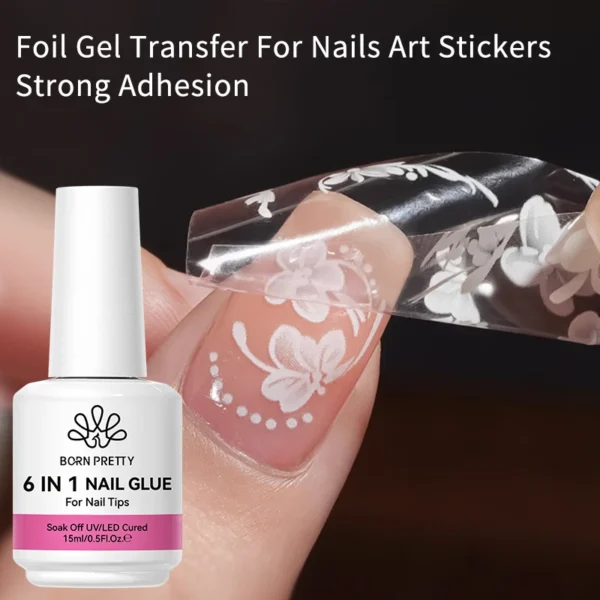 BORN PRETTY 15/10ML 6 IN 1 Nail Glue Gel for Acrylic Nails Soak off Base Gel Top Coat UV Extension Nail Gel False Nail Tips Gel - Image 6