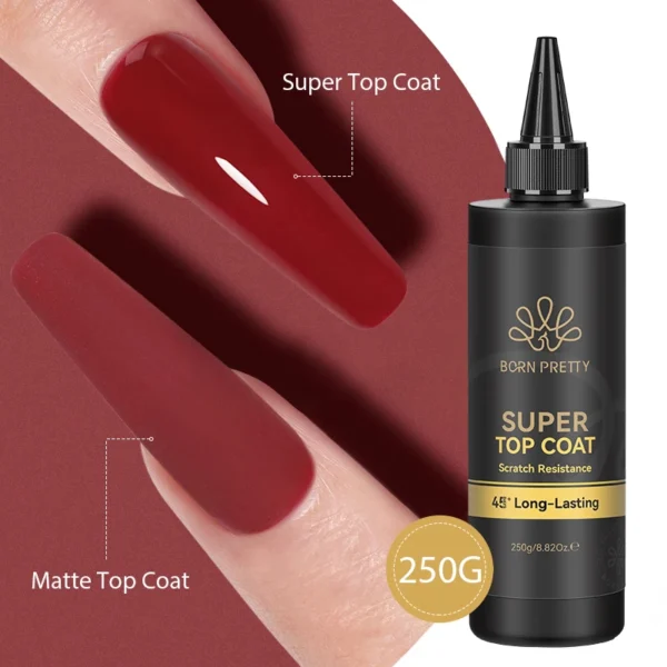 BORN PRETTY 250g Super Top Coat Base Gel Soak off UV LED Drying Long Lasting Semi Permanent Jelly Nude Pink Gel Nail Polish - Image 5