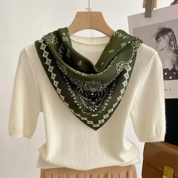 2024 Cotton Square Scarf Women Luxury Print Spring Neck Tie Shawl Wraps Female 70cm Hair Hand Wrist Headkercheif Hijab Bandana - Image 5