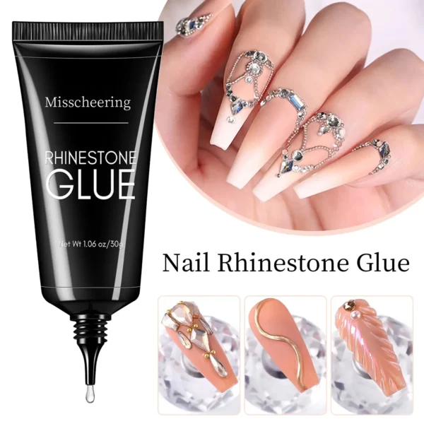 Nail Rhinestone Glue Gel for Decoration Nails 30ml Super Strong Adhesive Gel DIY 3D Nail Crystals Gem Jewels Glitter - Image 5