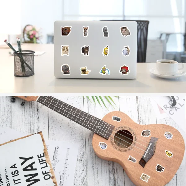 500pcs/roll Funny Cat Meme Stickers Sealing Label Decals Cute Decoration Notebook Phone Guitar Kids Reward Cartoon Sticker Gift - Image 6