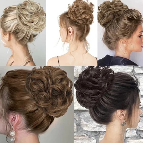 Synthetic Messy Bun Hair Piece Hair Bun Curly Wavy Chignon Ponytail Hair Extensions Hair Accessories for Women Wedding - Image 5