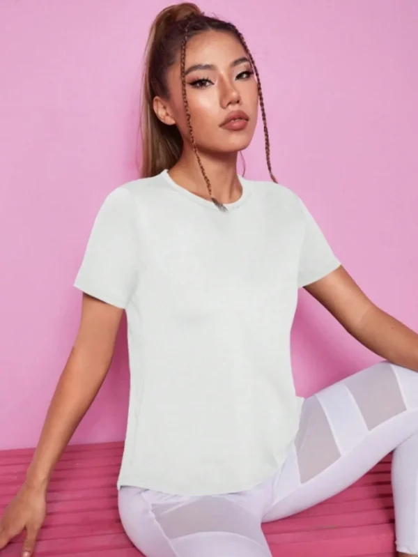 Yoga outfit women's summer sports T-shirt loose breathable quick drying top mesh back training fitness short sleeved - Image 5