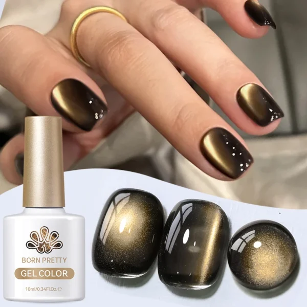 BORN PRETTY 10ml Black Glass Cat Magnetic Gel Nail Polish Punk Style Nail Art Manicure Varnis Semi Permanent Gel for Winter Nail - Image 5